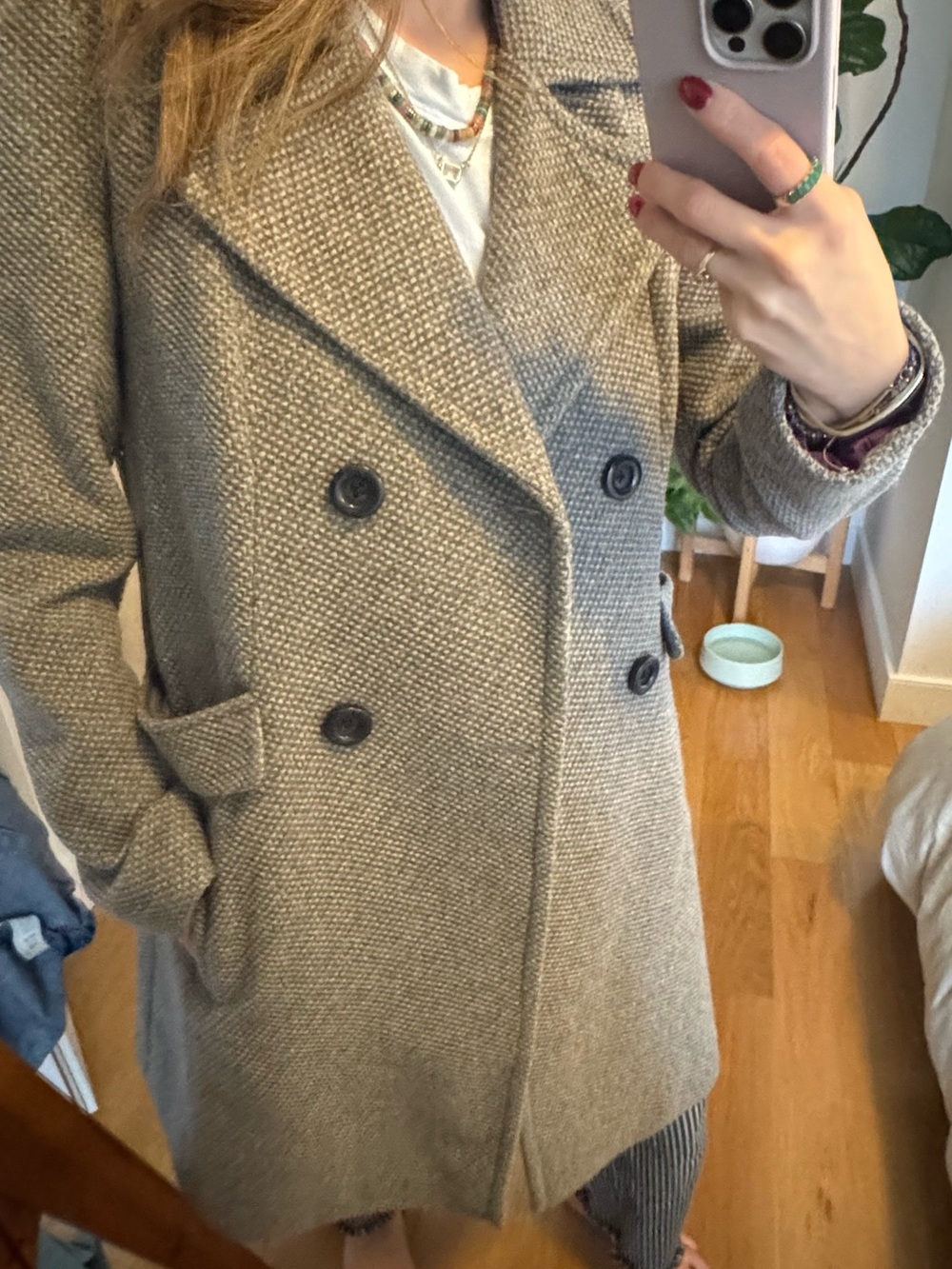 Tommy Hilfiger Woven Double-Breasted Women's Coat - grey